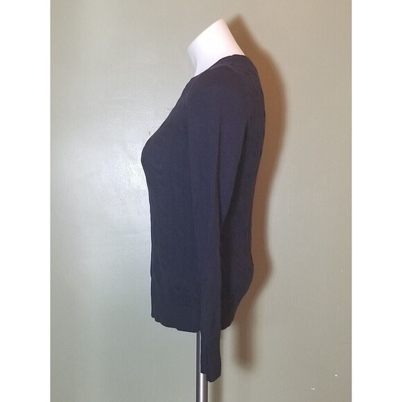 Talbots Womens Sweater Lambswool Blend Cable Knit Pullover Dark Navy Blue XS NWT - Picture 2 of 12